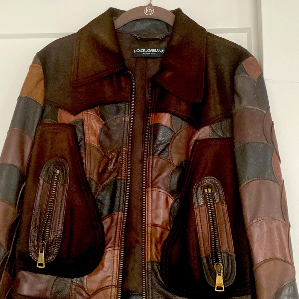 Dolce $ gabbana brown leather jacket